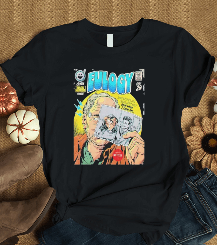 All New Black Mirror Comics Eulogy Smartphones Clouds By Butcher Billy Netflix T-Shirt