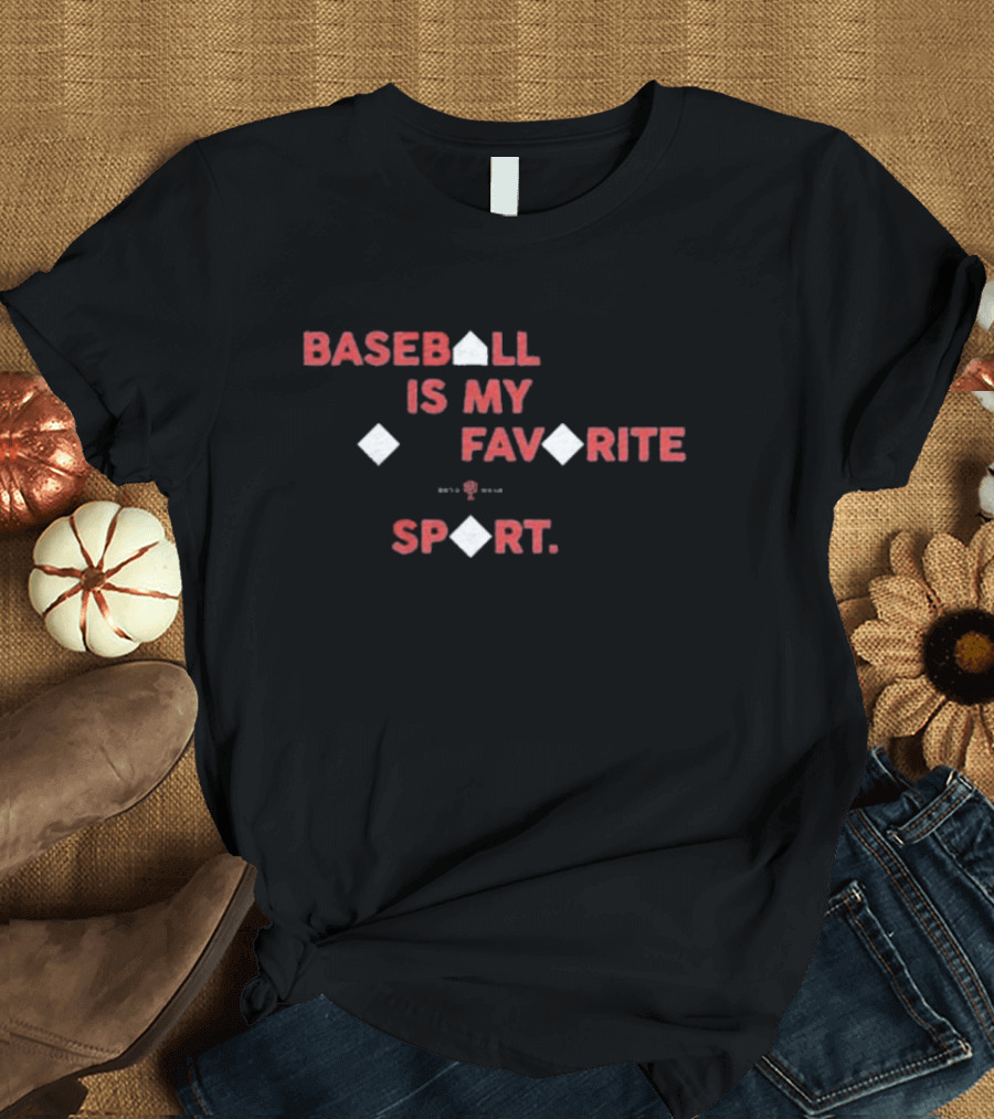 Baseball Is My Favorite Sport with Base Diamond Icons T-Shirt