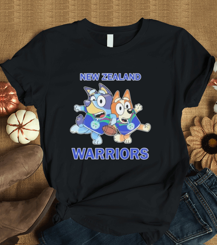 Bluey New Zealand Warriors Rugby Collaboration T-Shirt