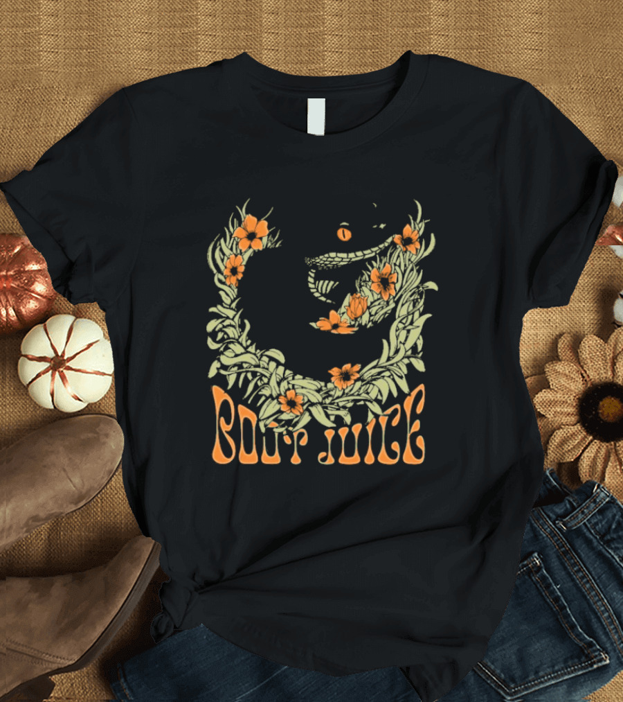 Boot Juice Snake with Floral Wreath and Orange Flowers T-Shirt