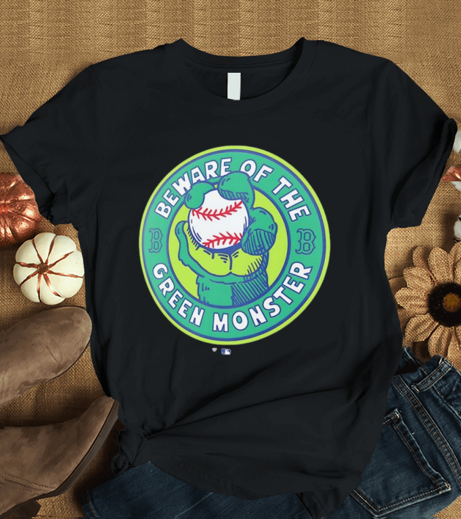 Boston Red Sox Beware of the Green Monster Baseball Iconic Fenway Park Imagery T-Shirt