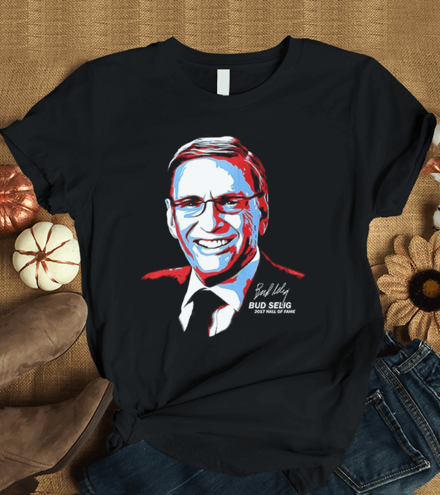 Bud Selig Commissioner Signature red blue white T-Shirt