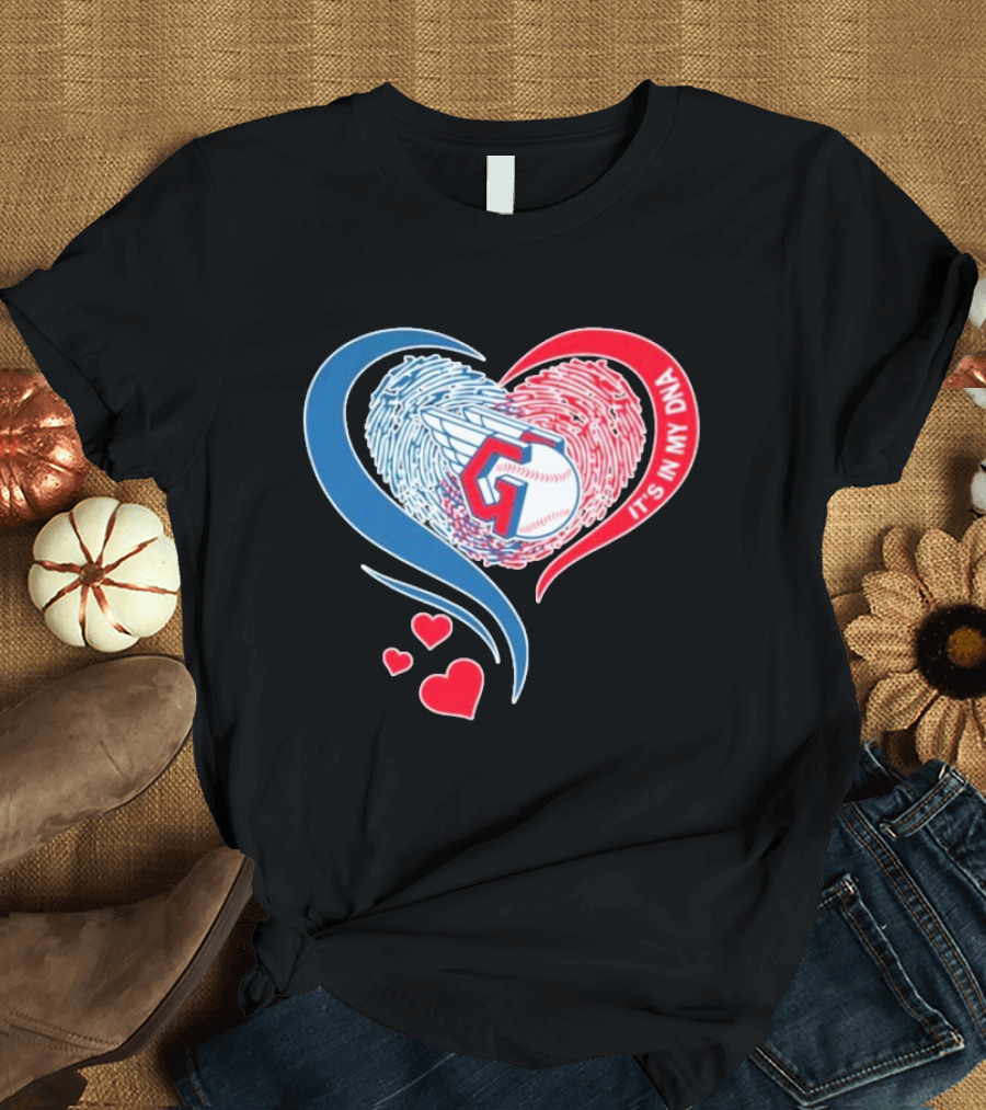 Cleveland Guardians It's In My DNA Heart Baseball Fingerprint T-Shirt
