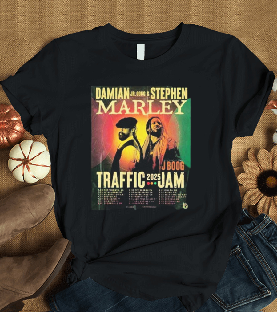 Damian Jr. Gong Marley Stephen Marley Traffic Jam 2025 J Boog Tour Dates T-Shirt