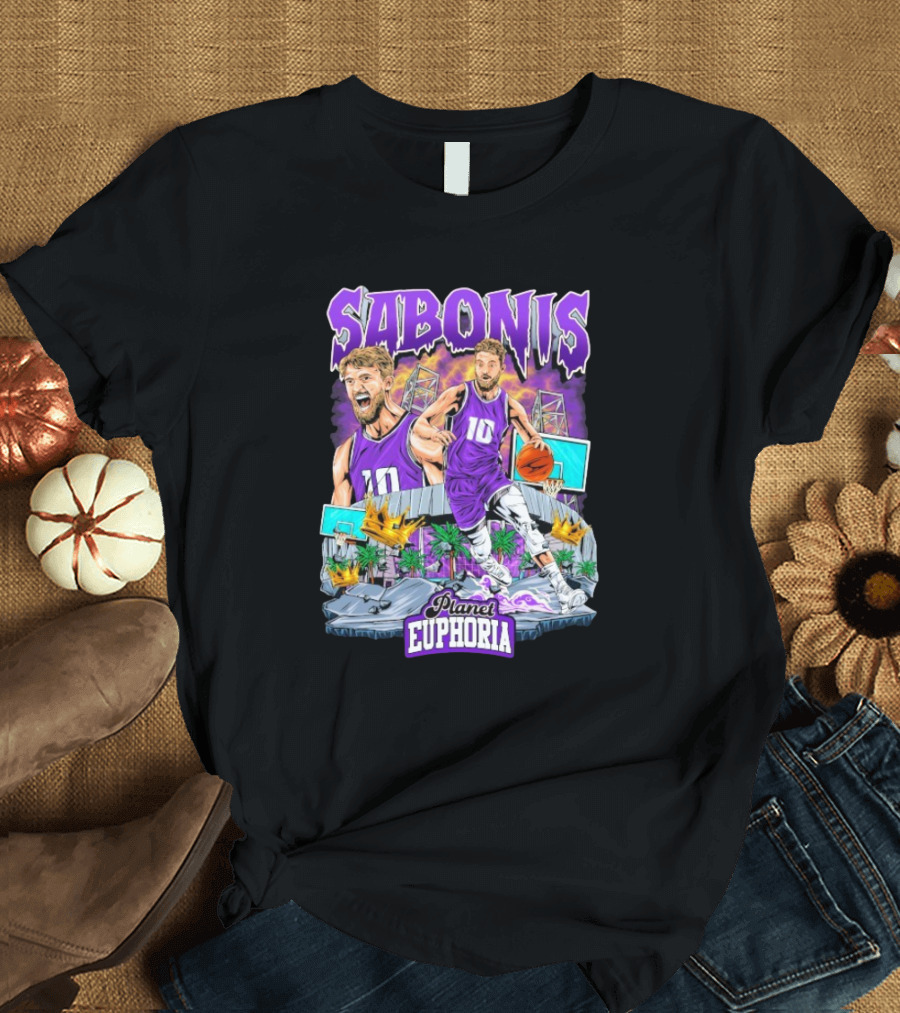 Sabonis Planet Euphoria Basketball Number 10 Purple Jersey T-Shirt