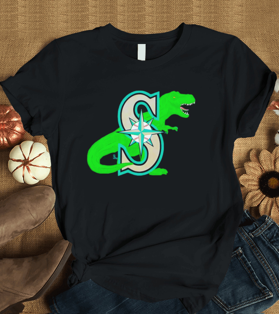 Seattle Mariners Dinosaur Baseball Team Emblem T-Shirt