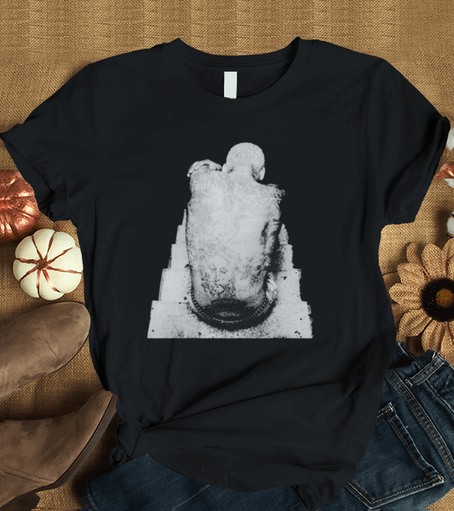 Ekkstacy Tattooed Figure Sitting on Staircase Design T-Shirt