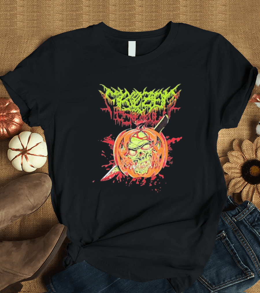 Frozen Soul Pumpkin Skull Knife Horror Graphic T-Shirt