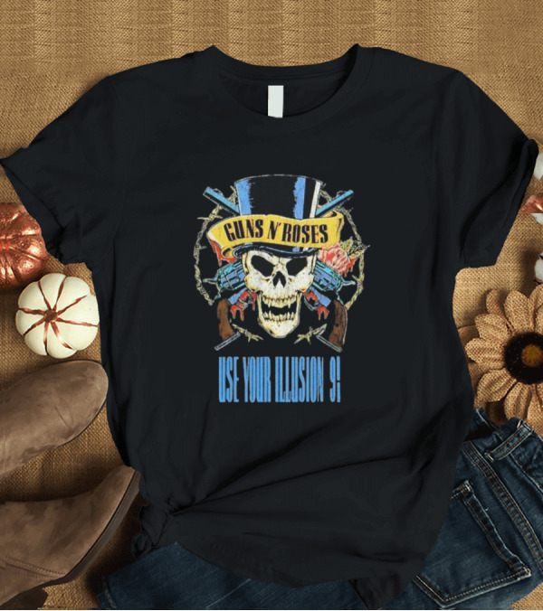 T-Shirt: Guns N’ Roses Skull Top Hat Crossed Guns Use Your Illusion 91 T-Shirt Guns N’ Roses Skull Top Hat Crossed Guns Use Your Illusion 91 T-Shirt