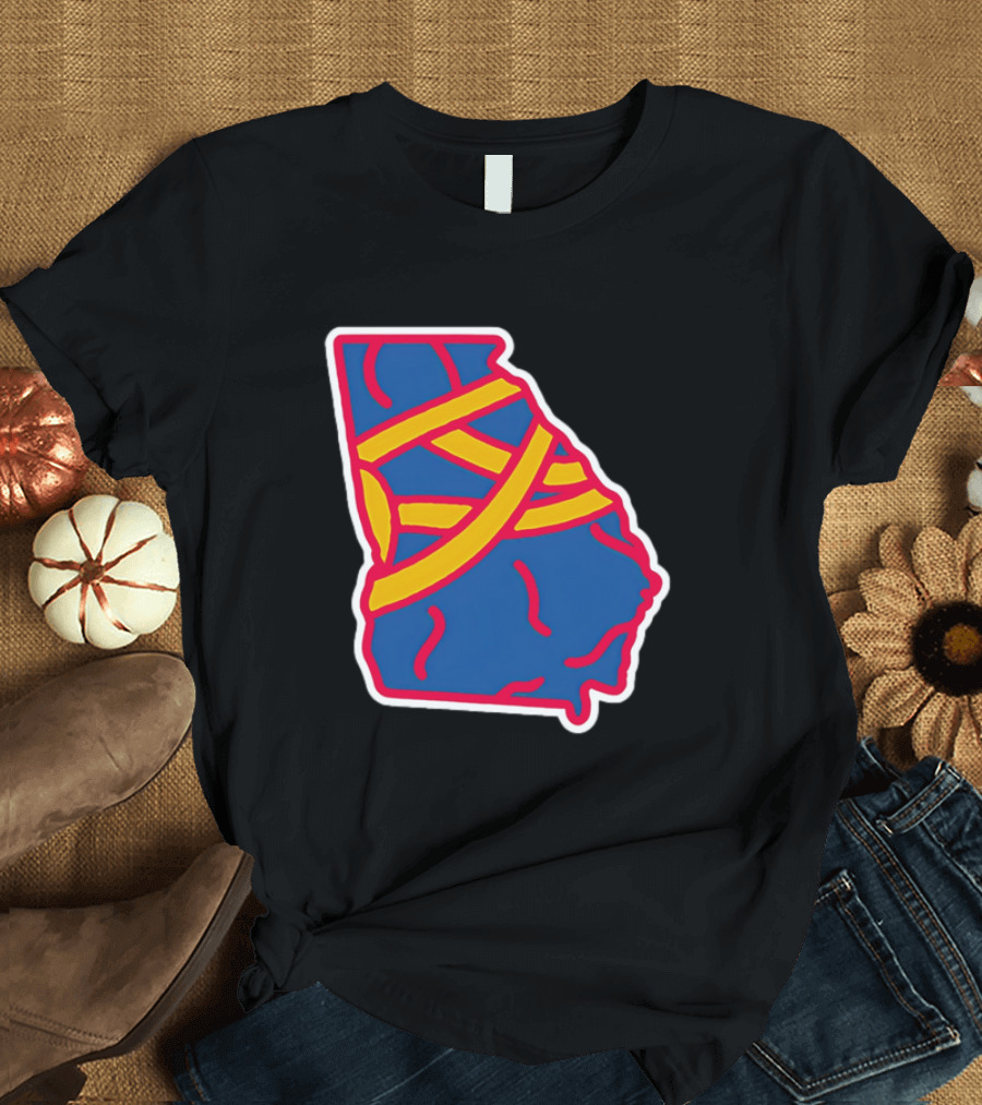 Friday Red State Stripe Atlanta Baseball Georgia Map T-Shirt