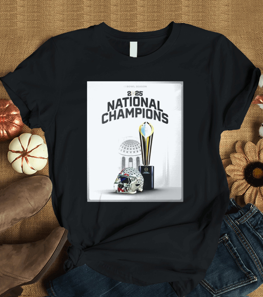 2025 Bowl Season National Champions Trophy Ohio State Buckeyes Helmet T-Shirt