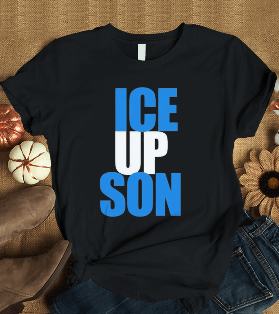 Albert Breer Ice Up Son Bold Blue and White Text T-Shirt
