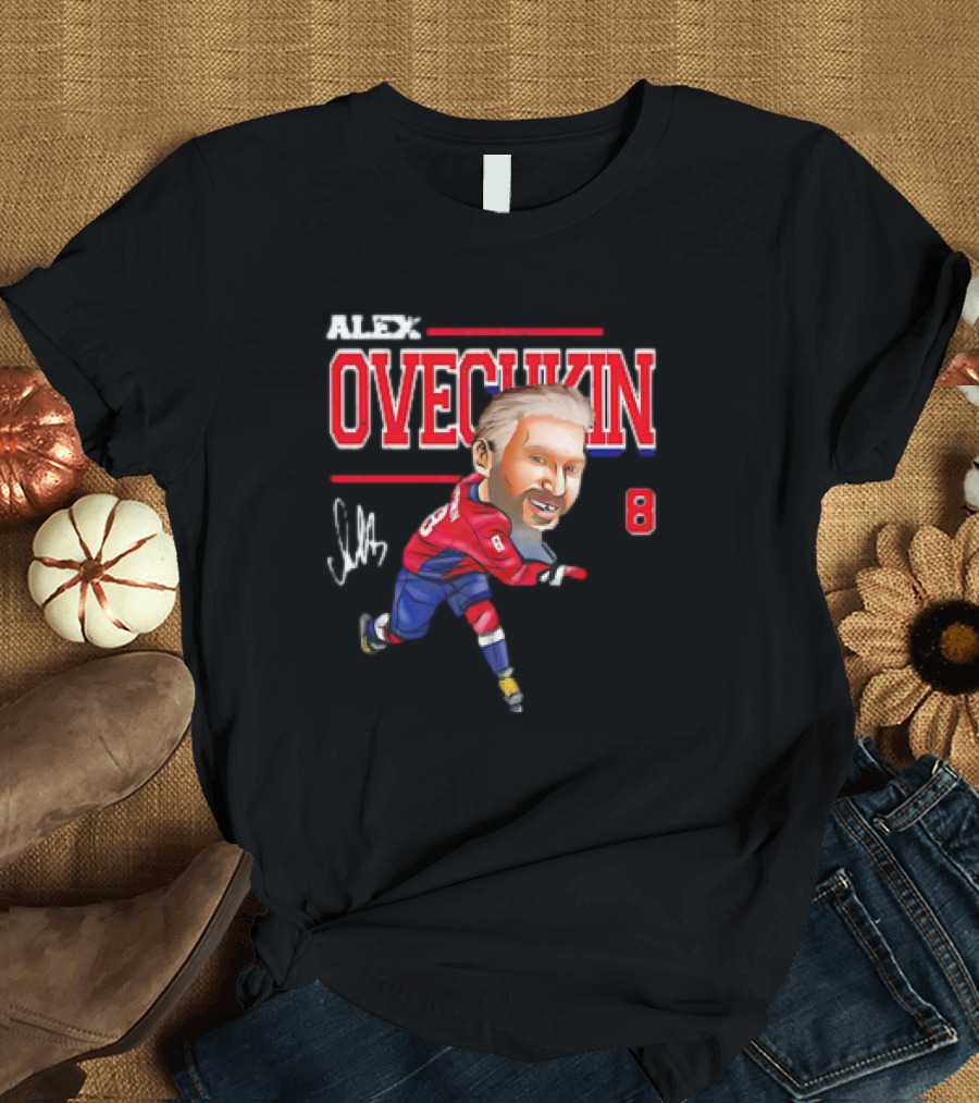 Alex Ovechkin Washington Capitals NHL Vintage Cartoon Signature 8 T-Shirt