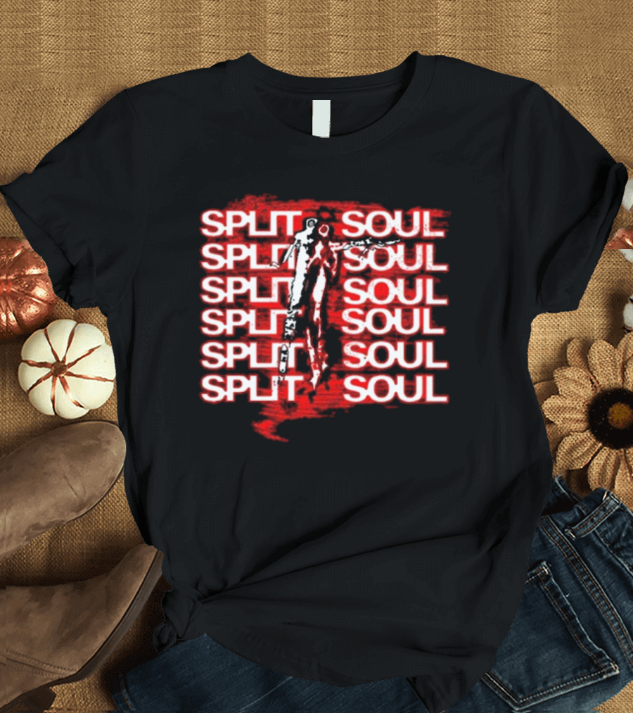 Artiomusic Artio Split Soul Repeated Text with Figure Overlay T-Shirt
