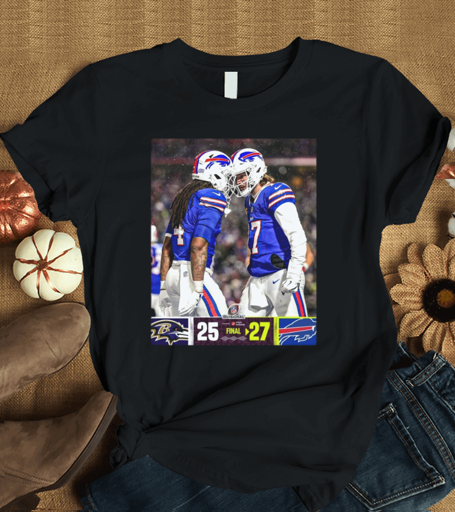 Baltimore Ravens Vs Buffalo Bills NFL Divisional Final Score 25-27 AFC Championship T-Shirt