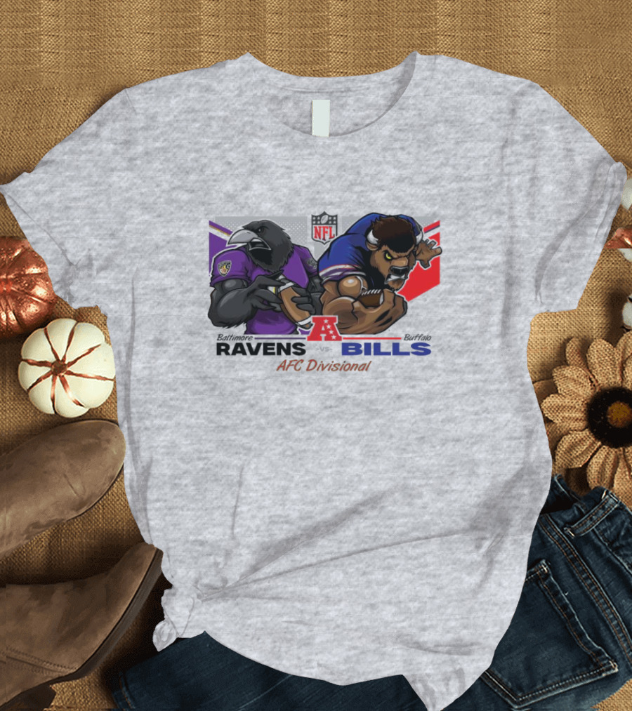 Baltimore Ravens Vs Buffalo Bills NFL AFC Divisional Mascot Clash T-Shirt