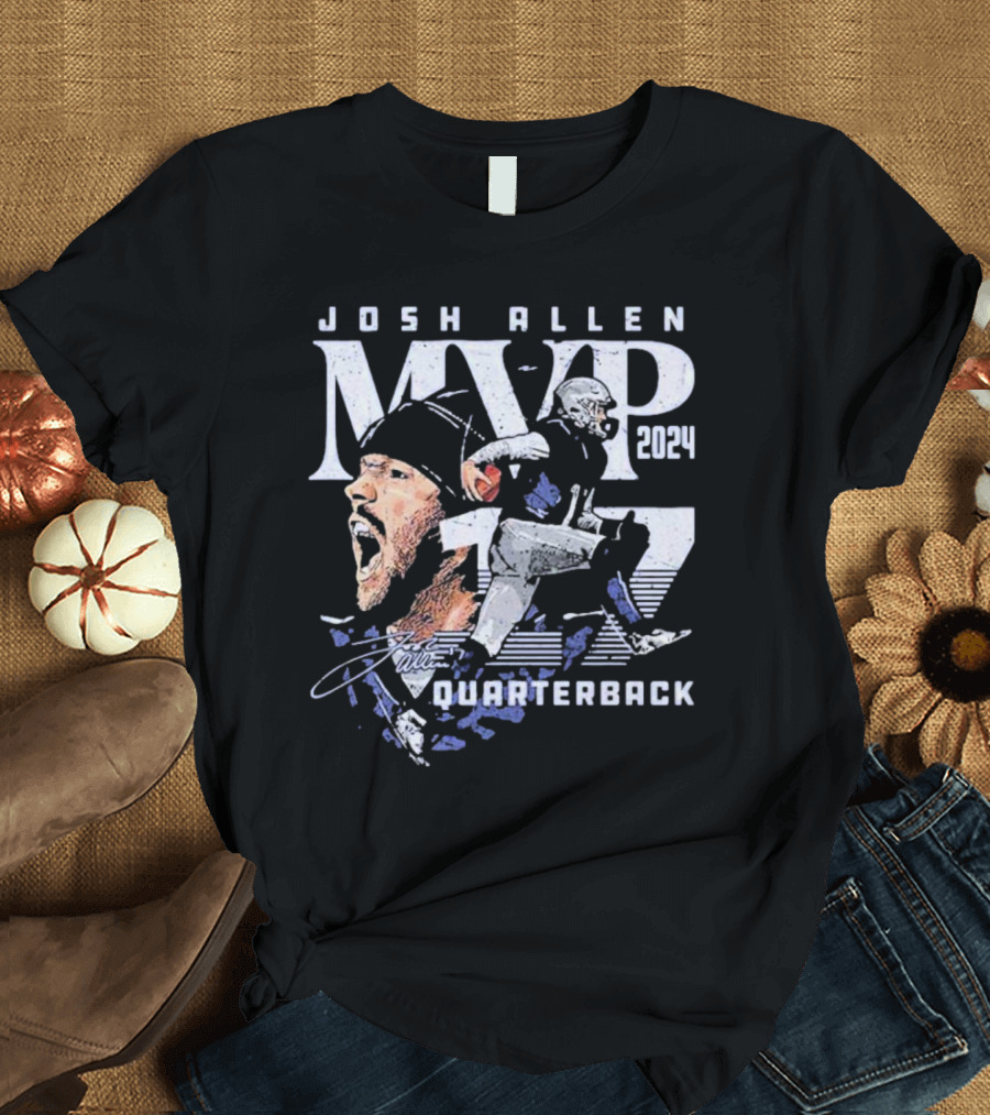Josh Allen MVP 2024 Quarterback Signature Number 17 T-Shirt