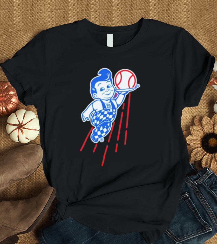 Big Boy Baseball Los Angeles Dodgers Checker Overalls Red Stripes T-Shirt