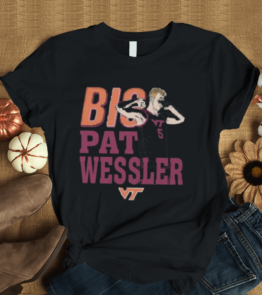 Big Pat Wessler VT Hokies Player Cartoon T-Shirt