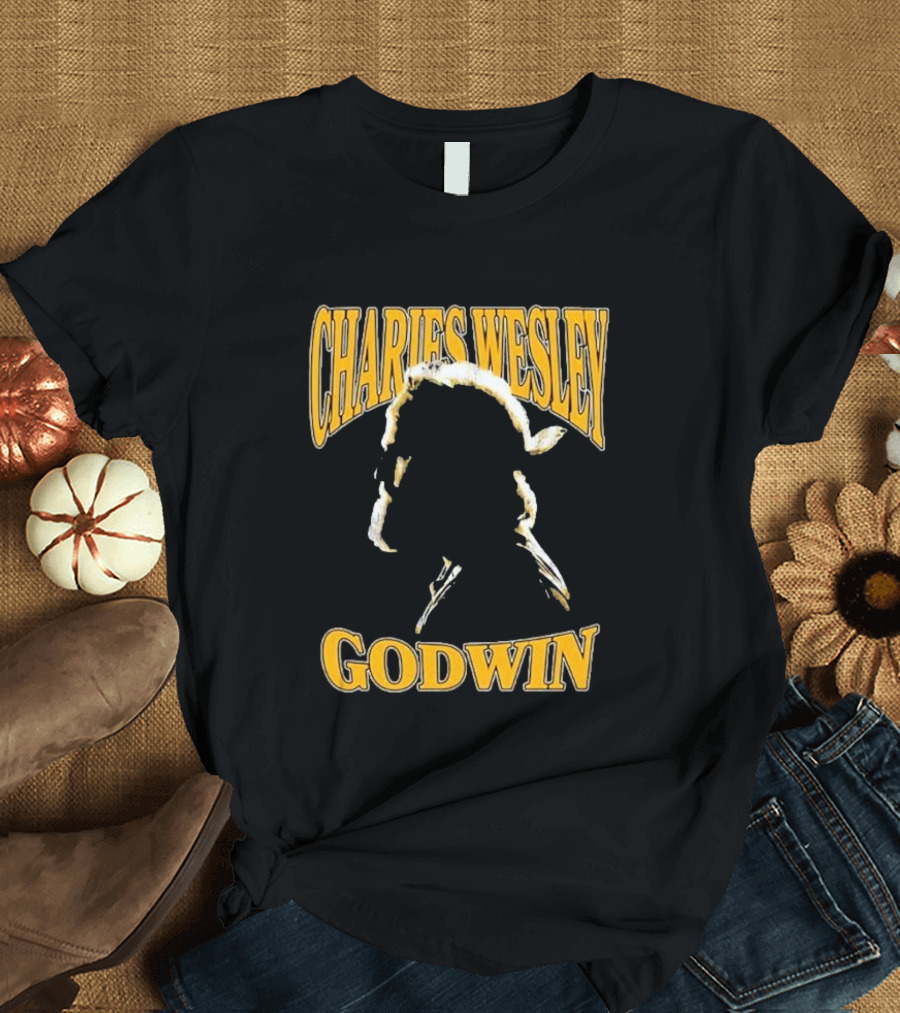 Charles Wesley Godwin CWG Silhouette Bold Yellow Text T-Shirt