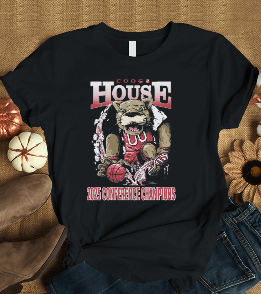 Coogs House The Twelve 2025 Conference Champions Houston Cougars Mascot T-Shirt