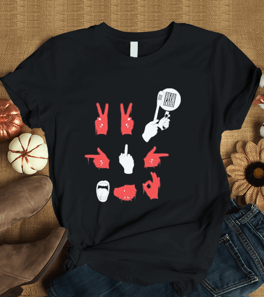 Dead fish moletom careca sangue nas maos 2025 T-Shirt