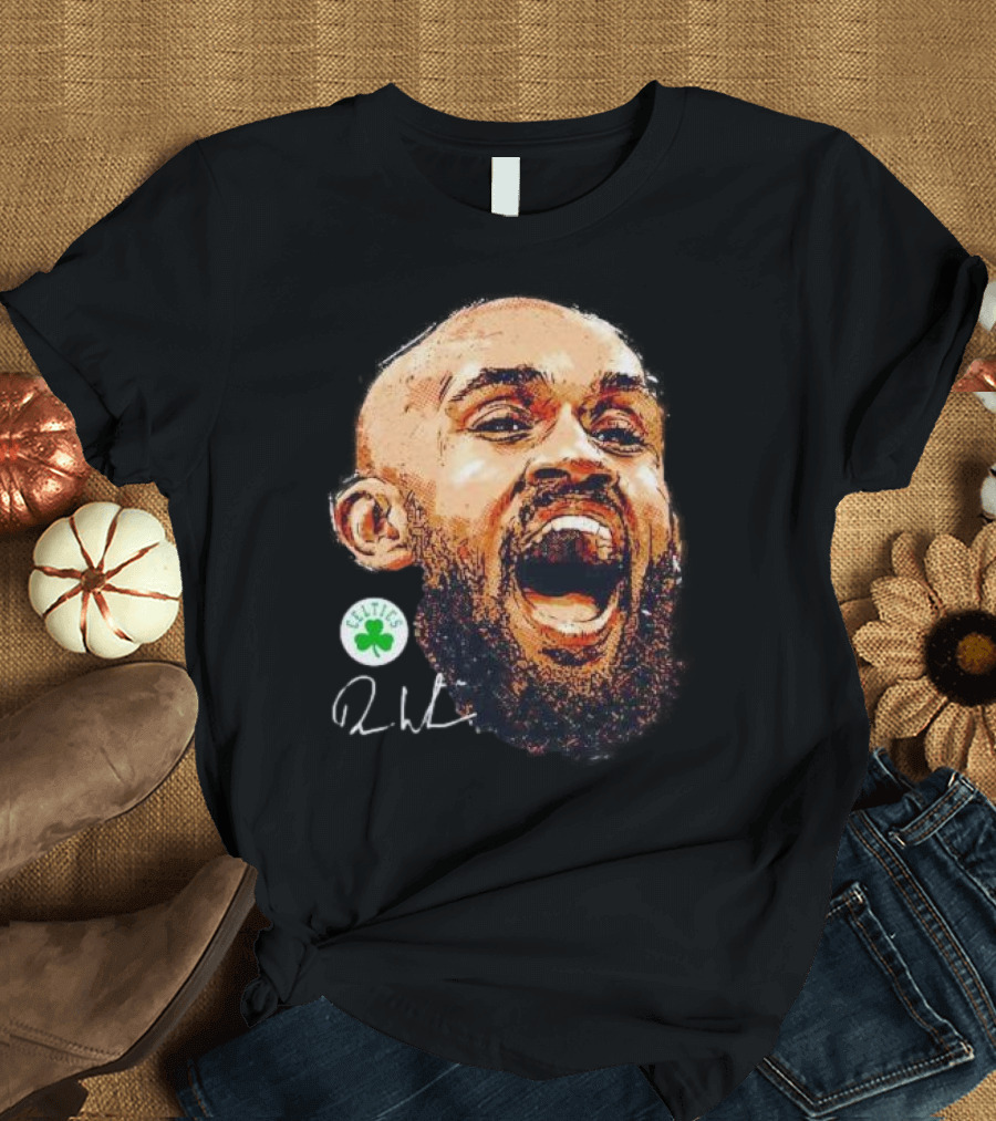 Derrick White Boston Celtics portrait signature T-Shirt