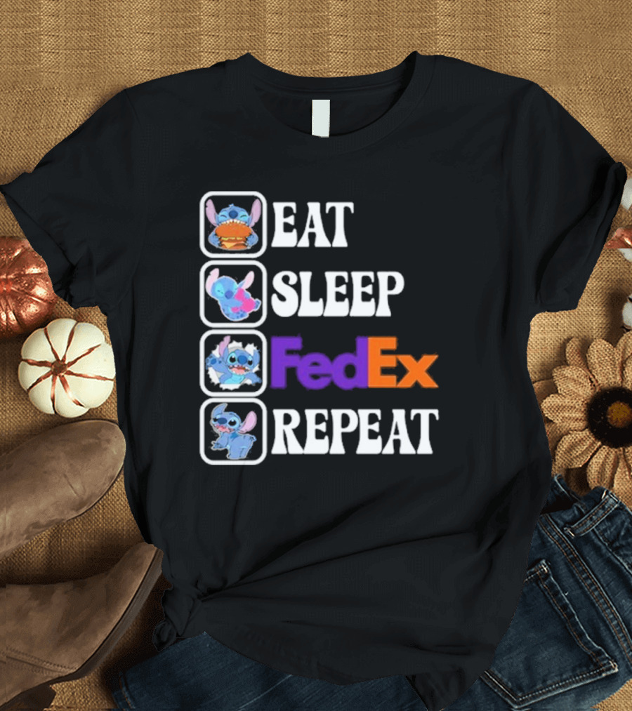 Fedex Eat Sleep Repeart Stitch T-Shirt