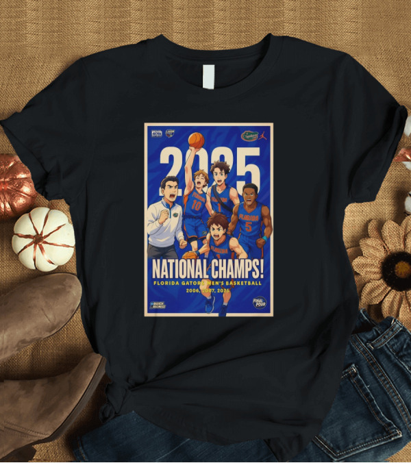 T-Shirt: Florida Gators Men’s Basketball National Champs 2006 2007 2025 NCAA March Madness Anime T-Shirt Florida Gators Men’s Basketball National Champs 2006 2007 2025 NCAA March Madness Anime T-Shirt