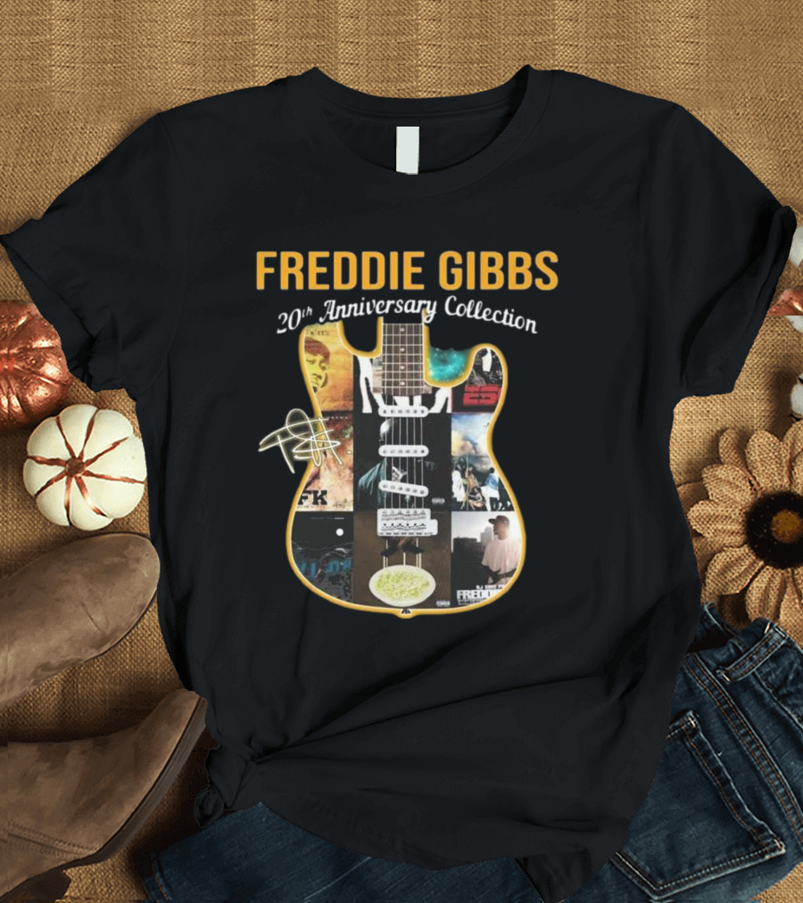 Freddie Gibbs Rapper 20th Anniversary Collection Guitar Signature T-Shirt