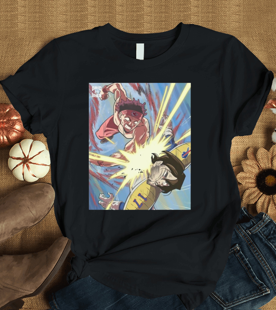 Goku Patrick Mahomes Eliminates Vegeta Josh Allen And Is Headed To His 3rd Straight Super Bowl T-Shirt