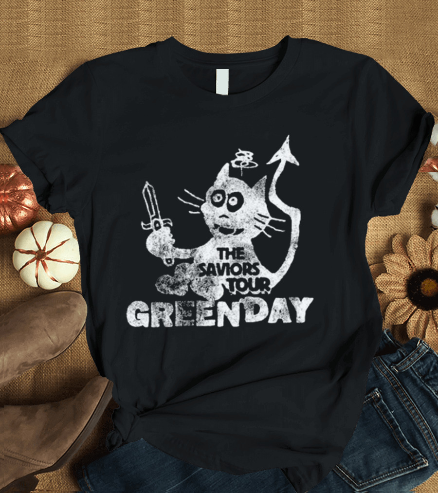 Green Day Cat And Sword T-Shirt