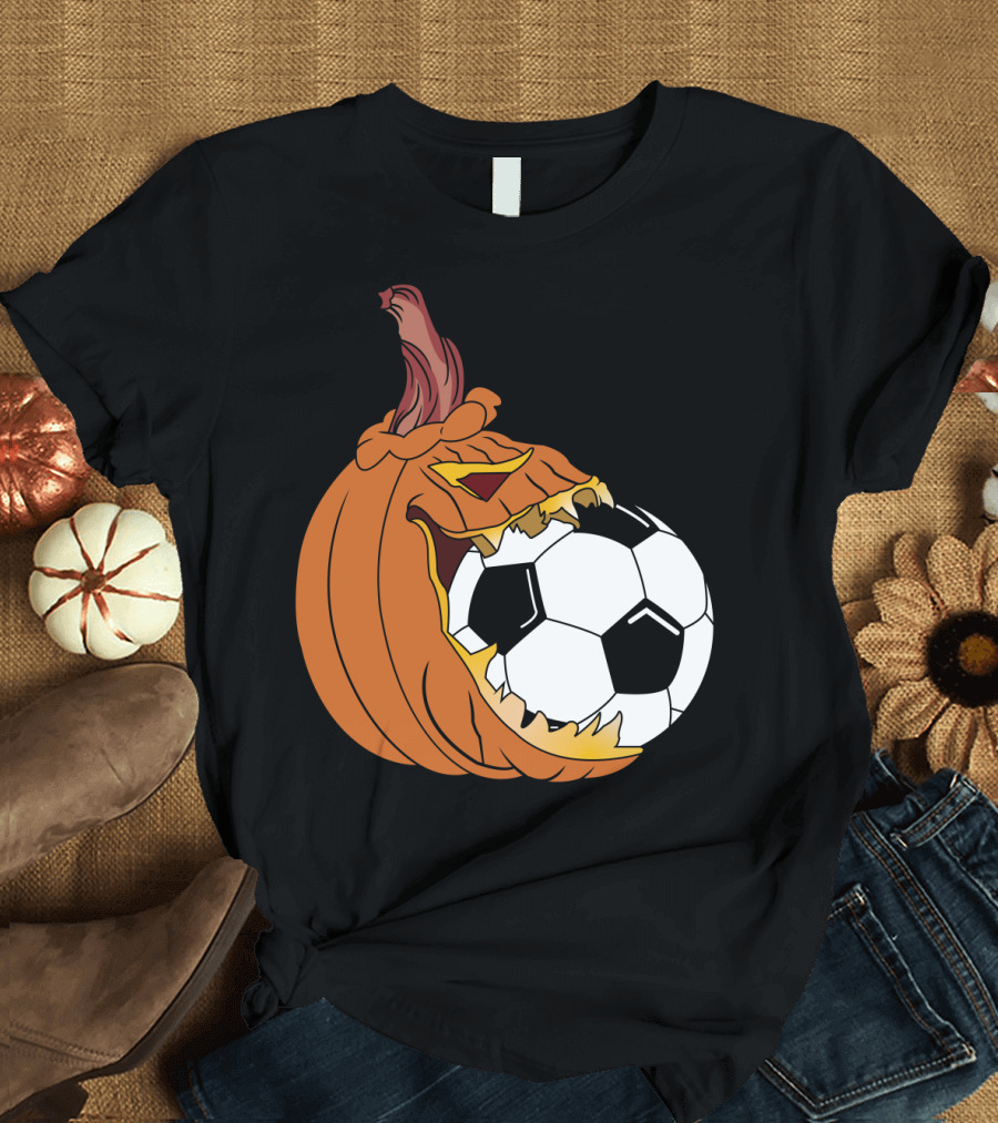 Pumpkin Soccer Lover Patch Halloween Soccer Fan Jack-o'-Lantern T-Shirt