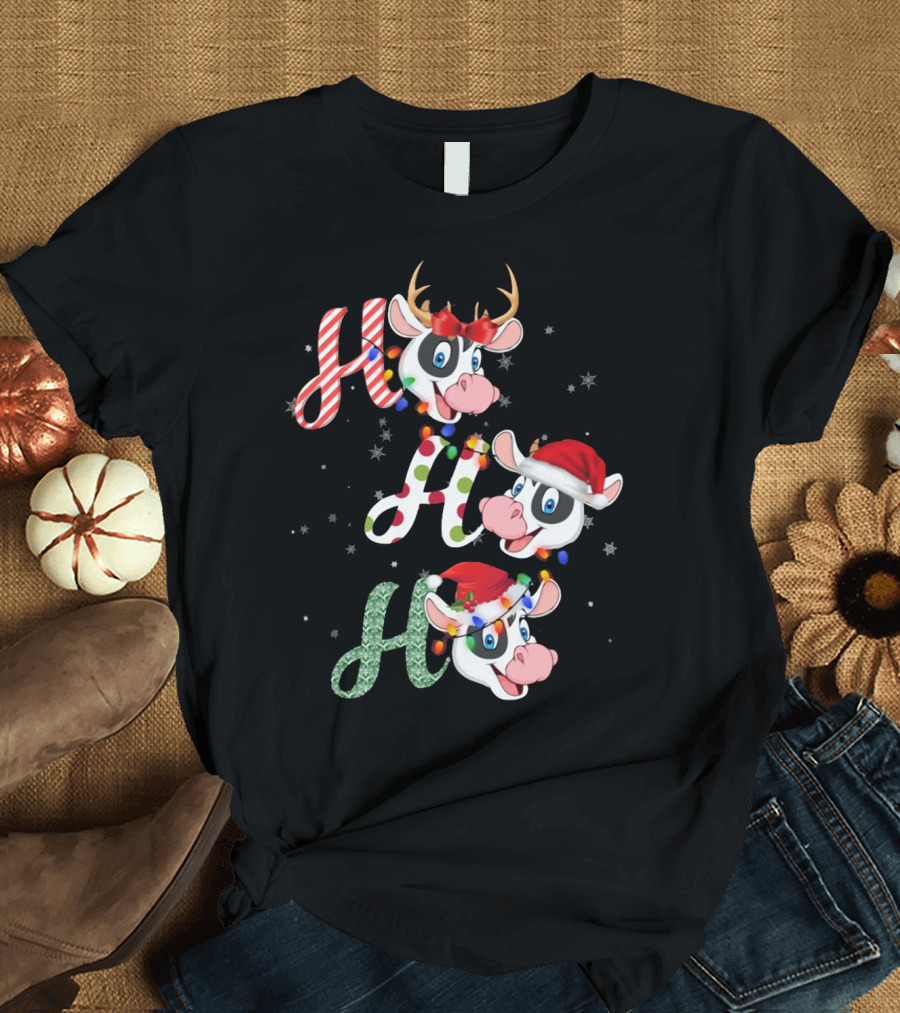 Cow Lover Christmas Ho Ho Ho Festive Cows T-Shirt