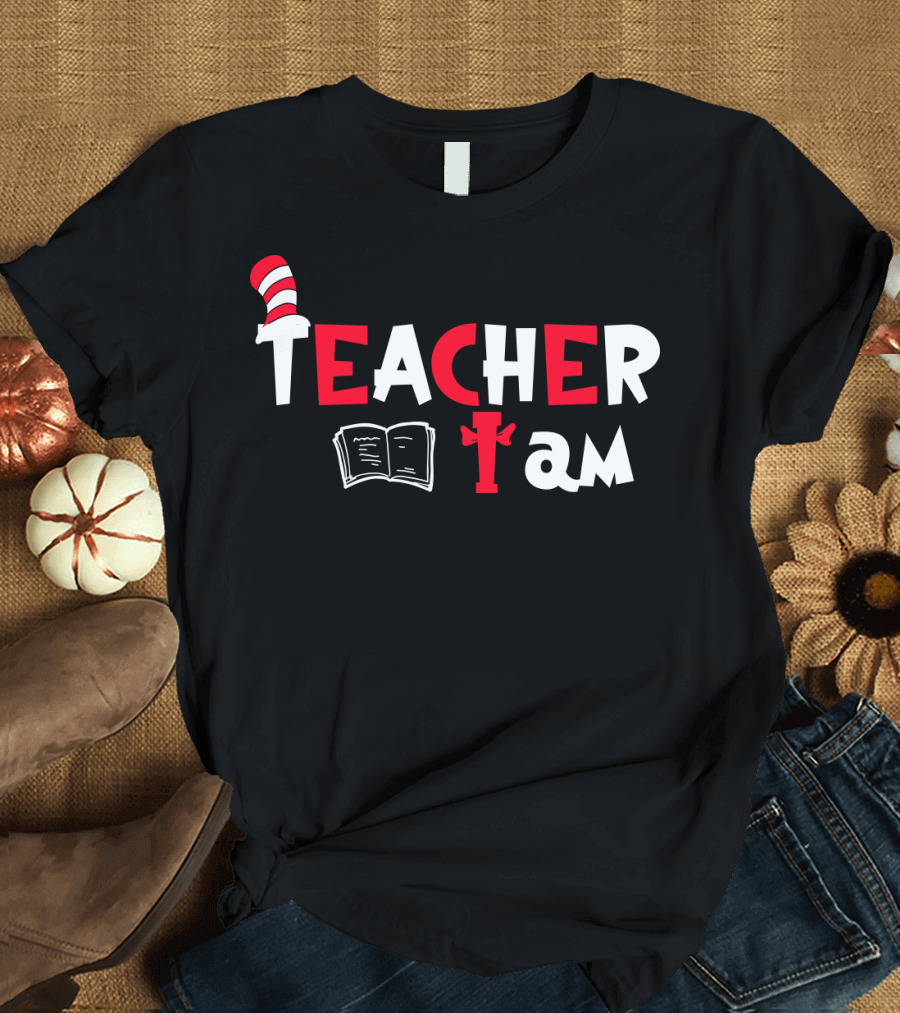 Teacher I Am Cat Hat Book T-Shirt