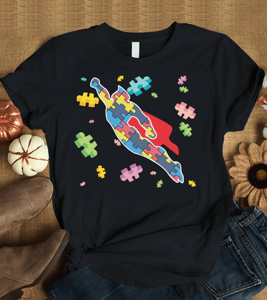 Superpower of Autism Puzzle Hero Iconic Cape T-Shirt