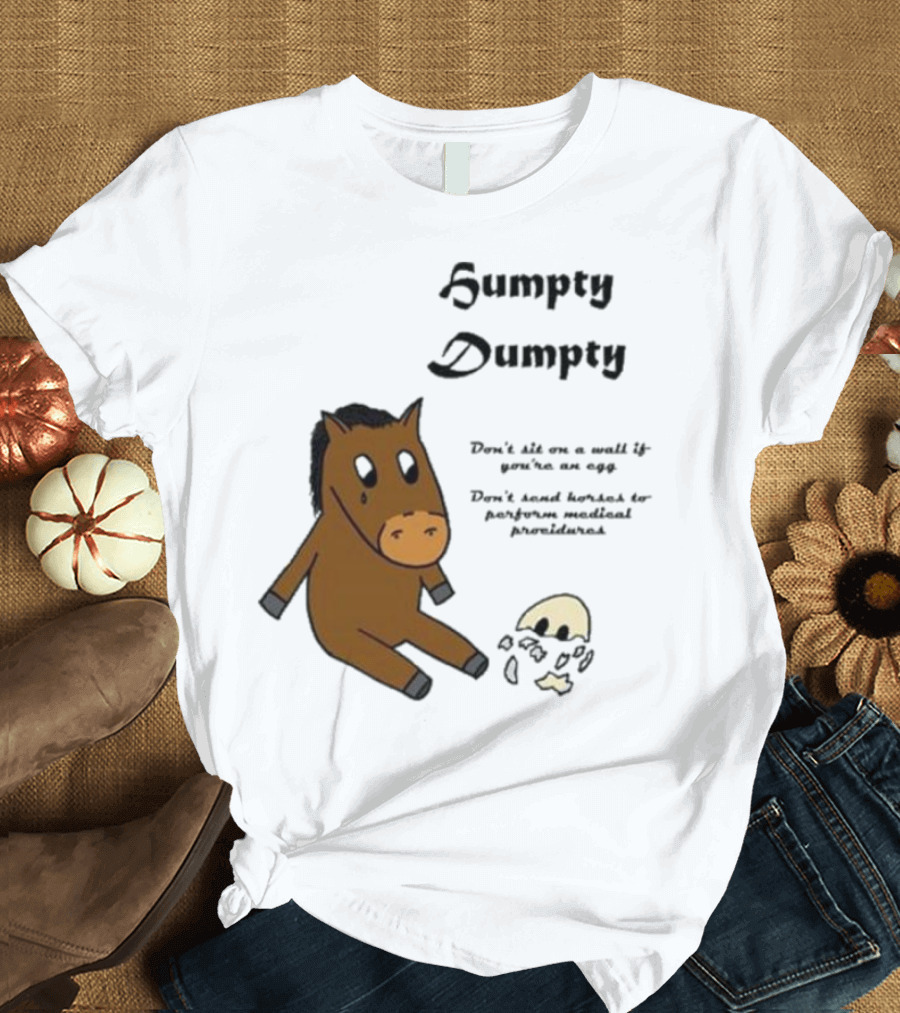 Humpty Dumpty Don't Sit on a Wall If You're an Egg Don't Send Horses for Medical Procedures T-Shirt