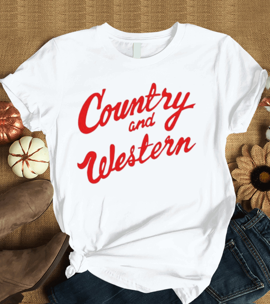 Country and Western Red Script T-Shirt