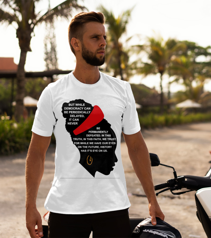 Amanda Gorman Democracy Periodically Delayed Never Permanently Defeated Silhouette With Red Headband T-Shirt