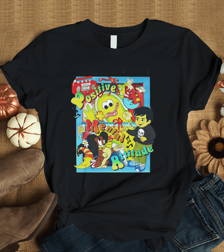It's Never Too Late for a Positive Mental Attitude Cartoon Characters Music and Fun Elements T-Shirt