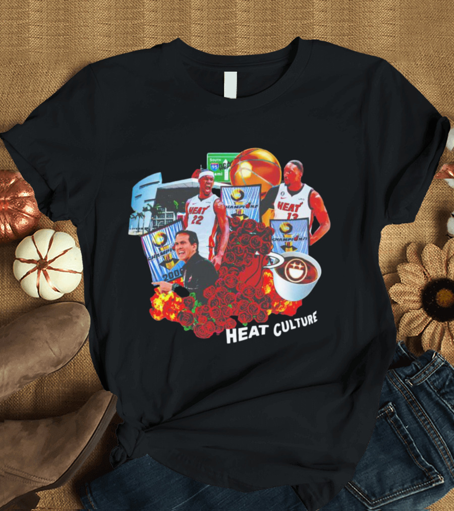 Miami Heat Culture NBA Finals Journey with Iconic Champions and Basketball T-Shirt