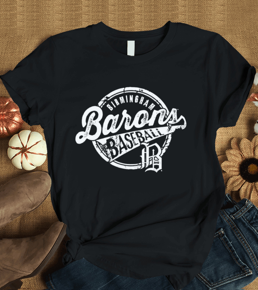 Birmingham Barons Baseball Round Vintage Logo with Initials BP T-Shirt