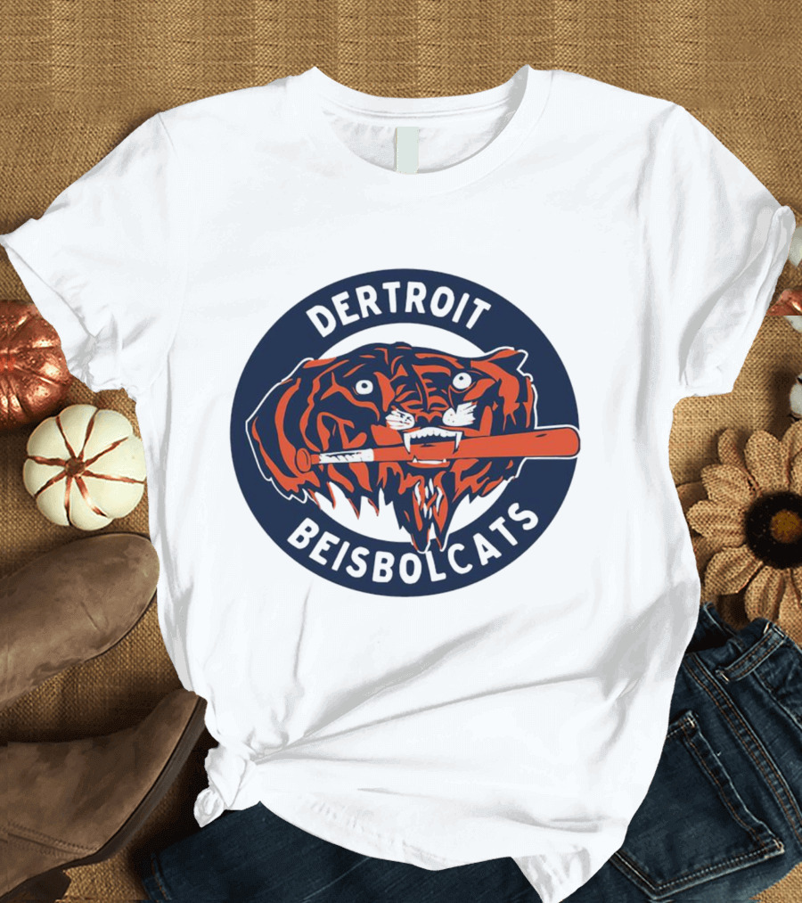 Dertroit Beisbolcats Tiger Logo with Baseball Bat T-Shirt