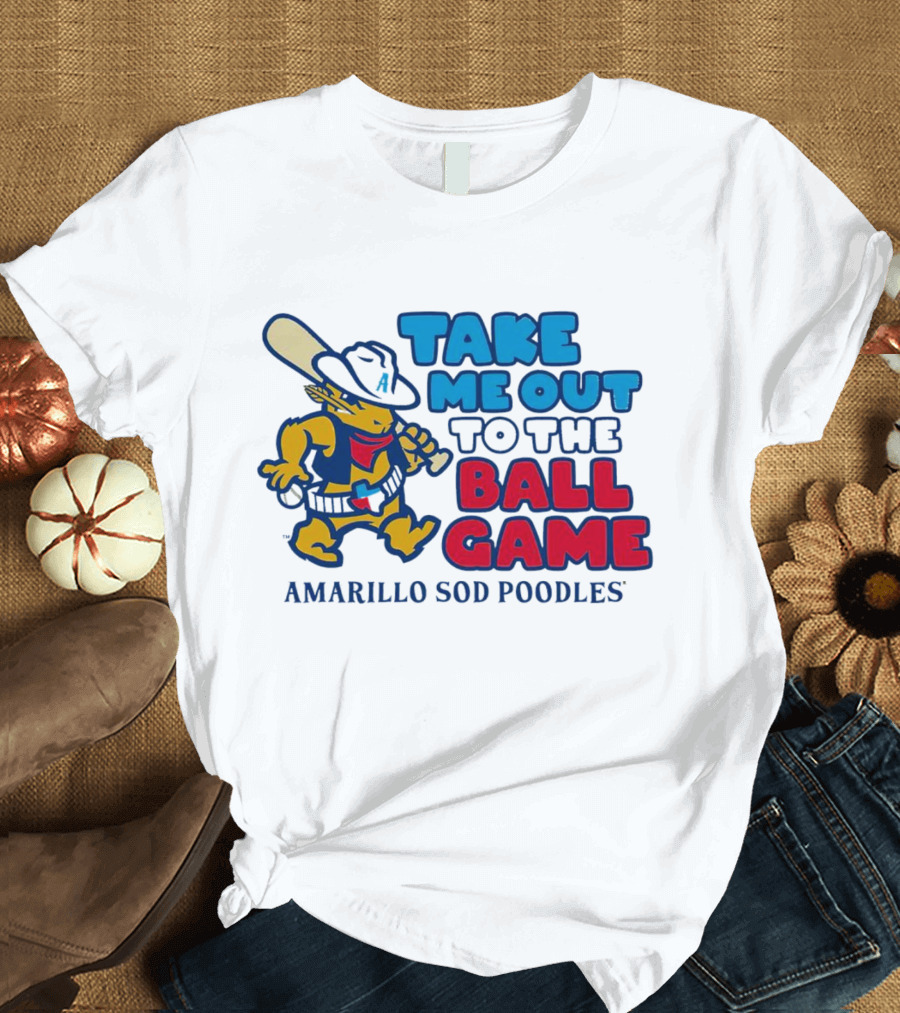 Take Me Out to the Ball Game Amarillo Sod Poodles Baseball Mascot T-Shirt