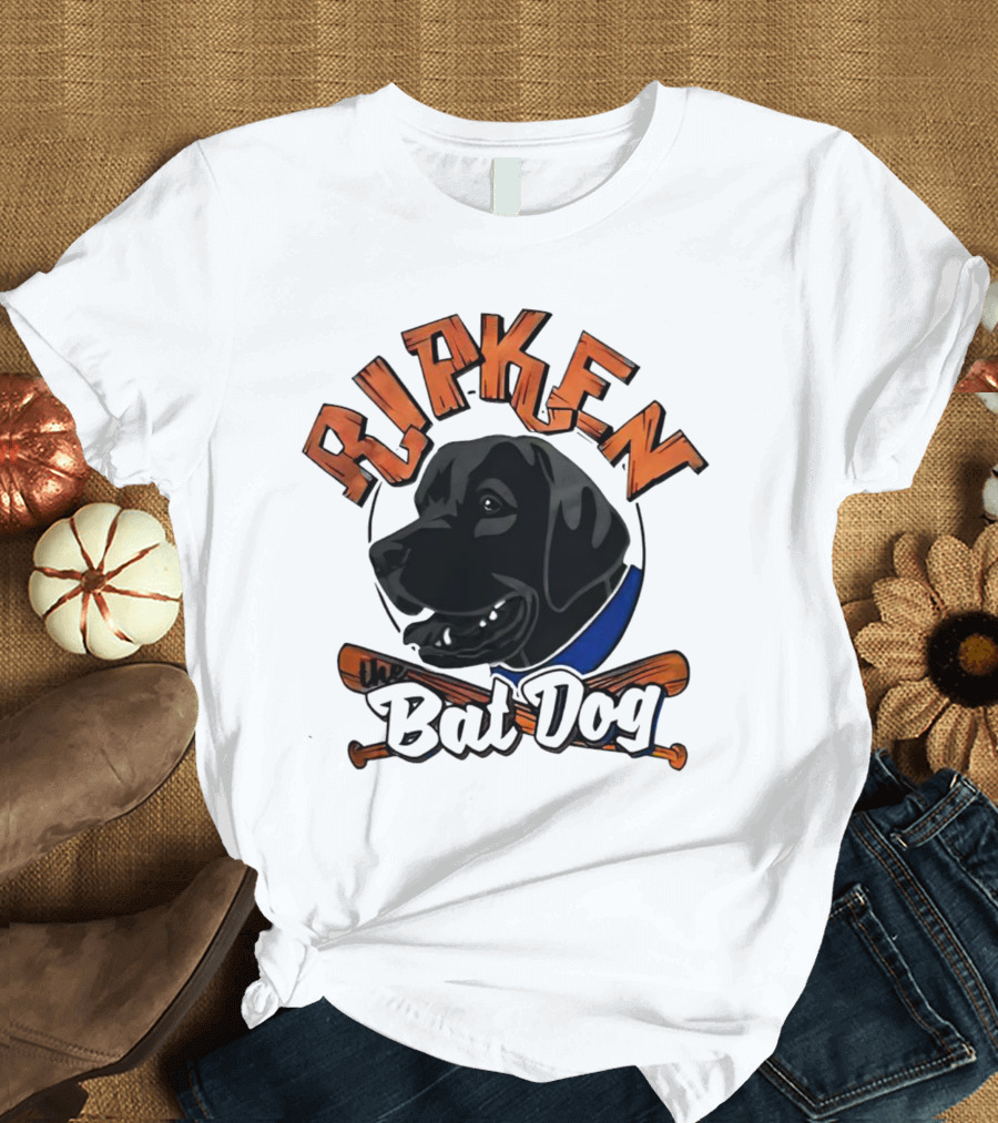 Ripken Bat Dog Baseball Themed Canine Mascot T-Shirt