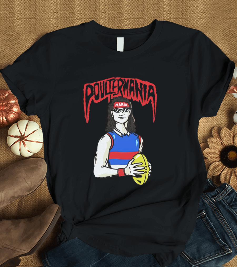 Poultermania Mania Red Headband Football Player with Yellow Ball T-Shirt
