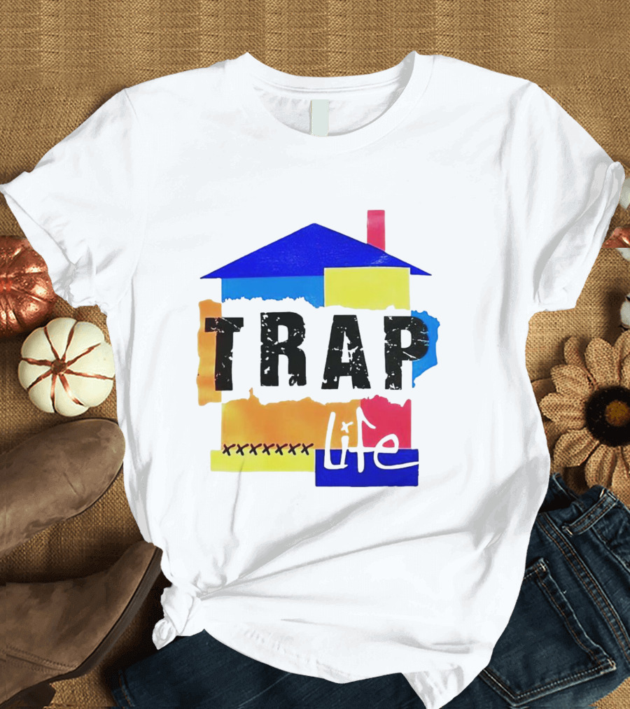 TRAP Life House Design Multicolored Blocks and X Marks T-Shirt
