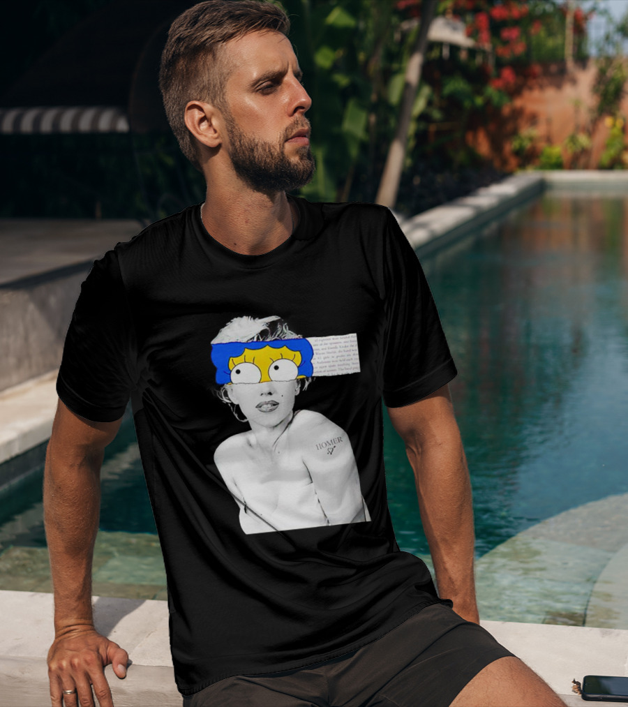 Marylin Monroe And Marge Simpson Crossover With Homer Tattoo T-Shirt