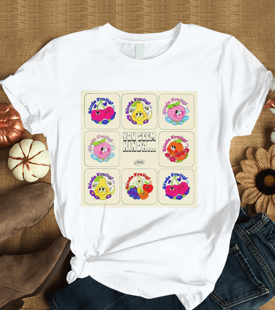 You Seem Kinda Fruity Cartoon Fruits Smiley Characters T-Shirt