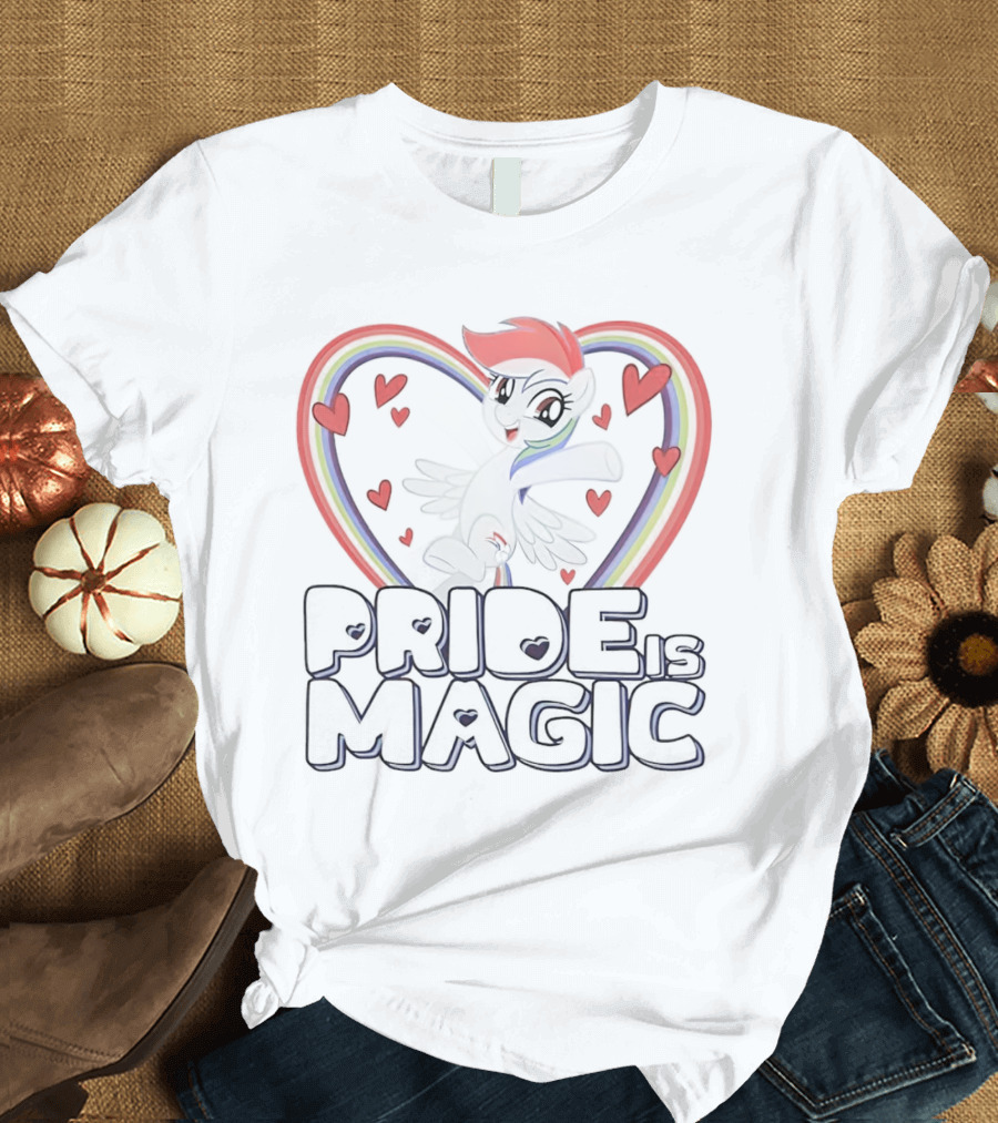 Pride is Magic My Little Pony Rainbow Heart and Hearts T-Shirt